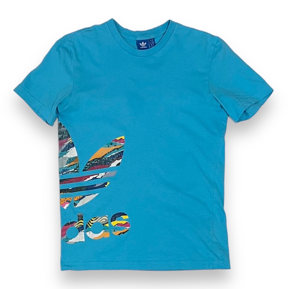 3/$30 Adidas Originals Short Sleeve Graphic Tee T-Shirt Blue S/Small 100% Cotton